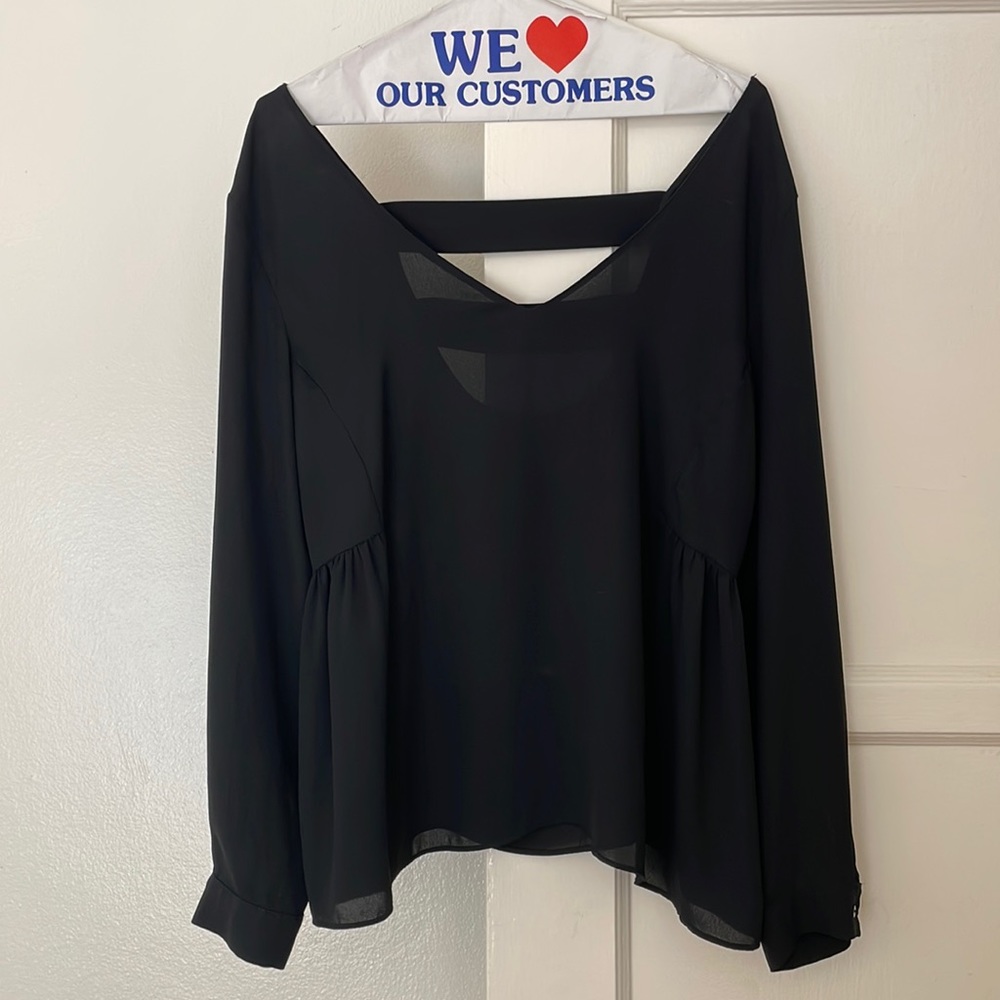 Long Sleeve Black Top with Open Back
